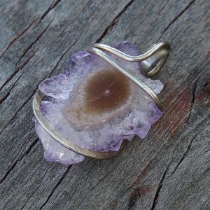 Amethyst Crystal Slice Sterling Pendant